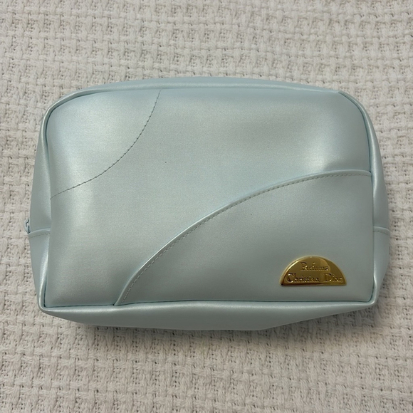 Dior Handbags - CHRISTIAN DIOR Perfume cosmetic bag travel make up bag top zipper light blue